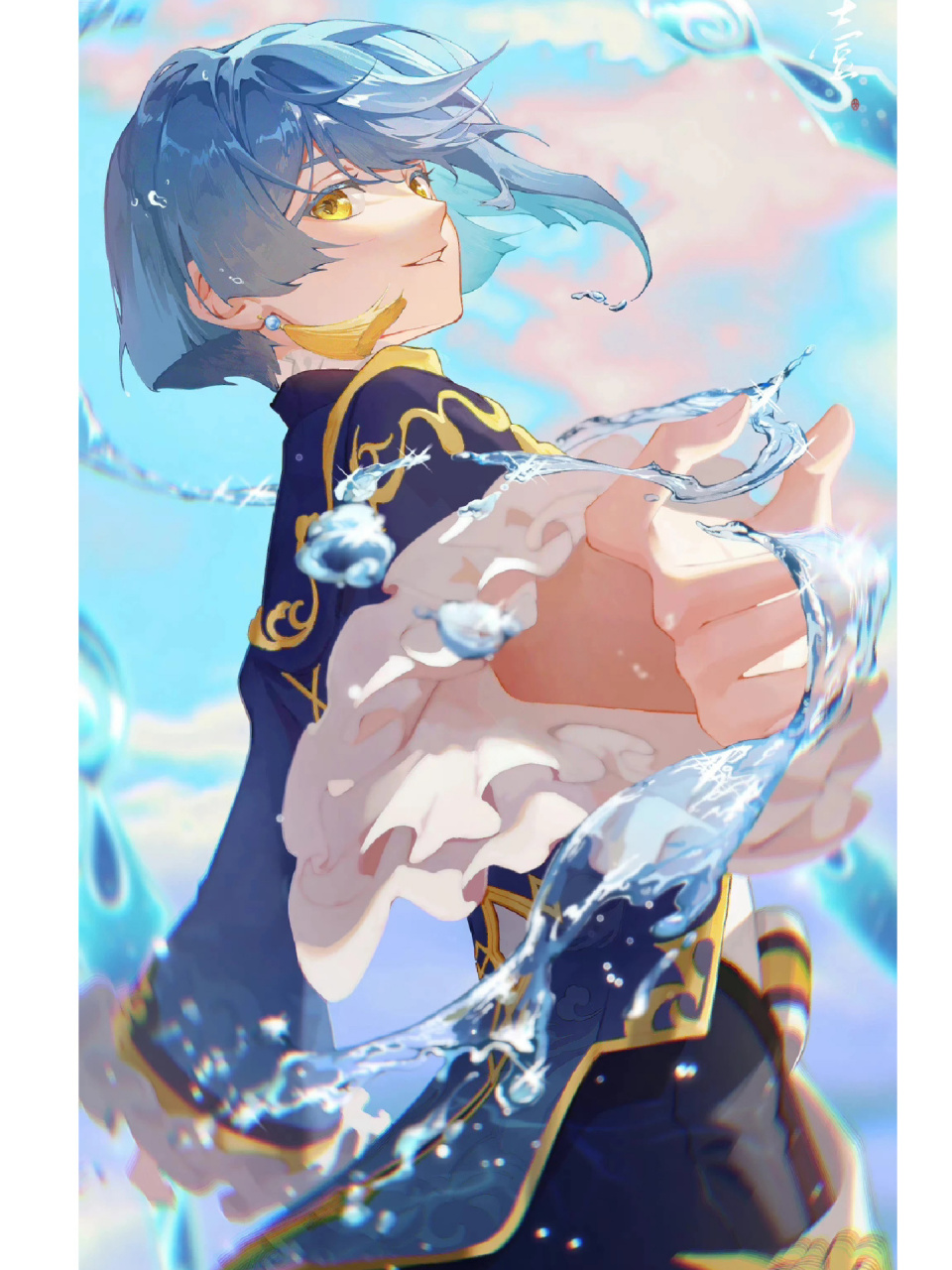 行秋重云 | 壁纸 舞罢剑影画虹线,裁却雨帘做青衣. 作者:-翼壹