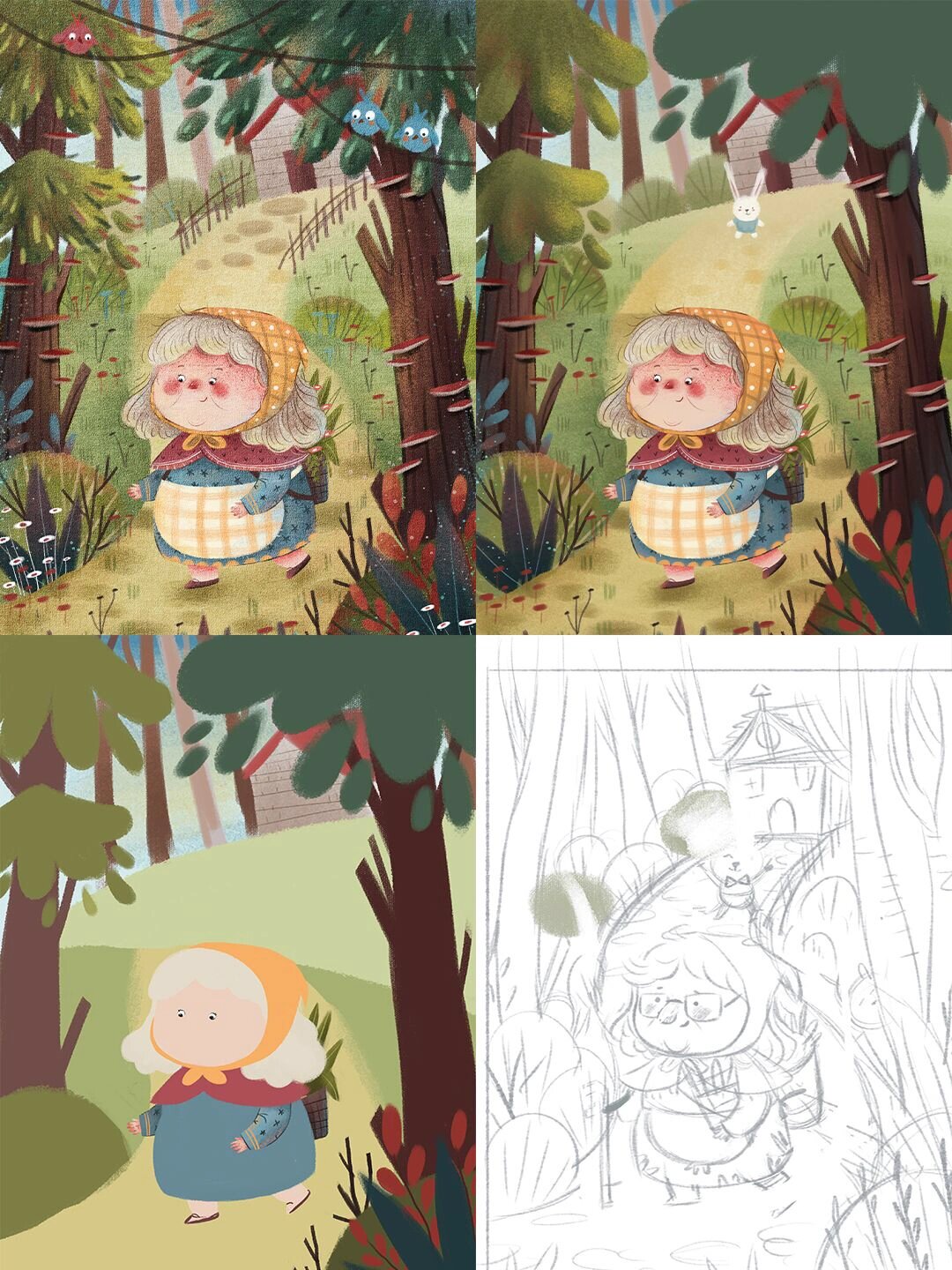 插画 | 扁平儿童插画 ✨慈祥的奶奶✨