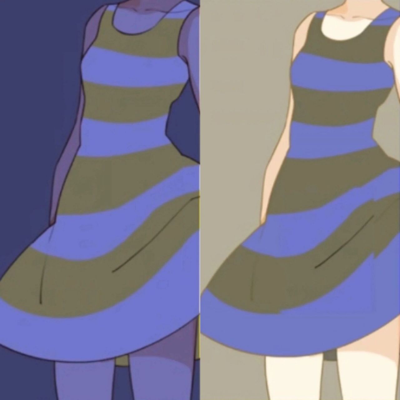关于这条裙子到底是蓝黑还是白金 我把两张图拼一起了,终于解密了