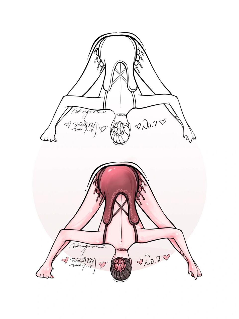 原创瑜伽插画体式#双角式:滋养面部延缓衰老 #笔记灵感# #手绘瑜伽