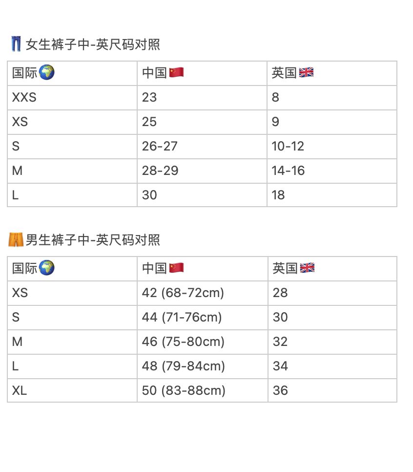 英国买衣服最全尺码对照指南01