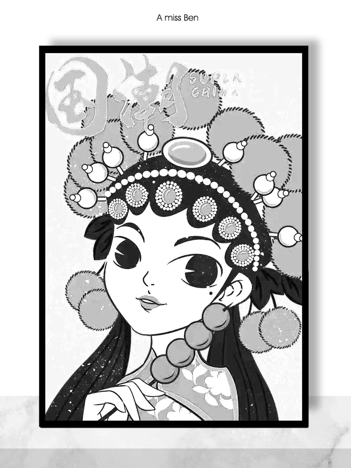 国潮插画线稿 京剧彩绘简笔画你学会了吗?