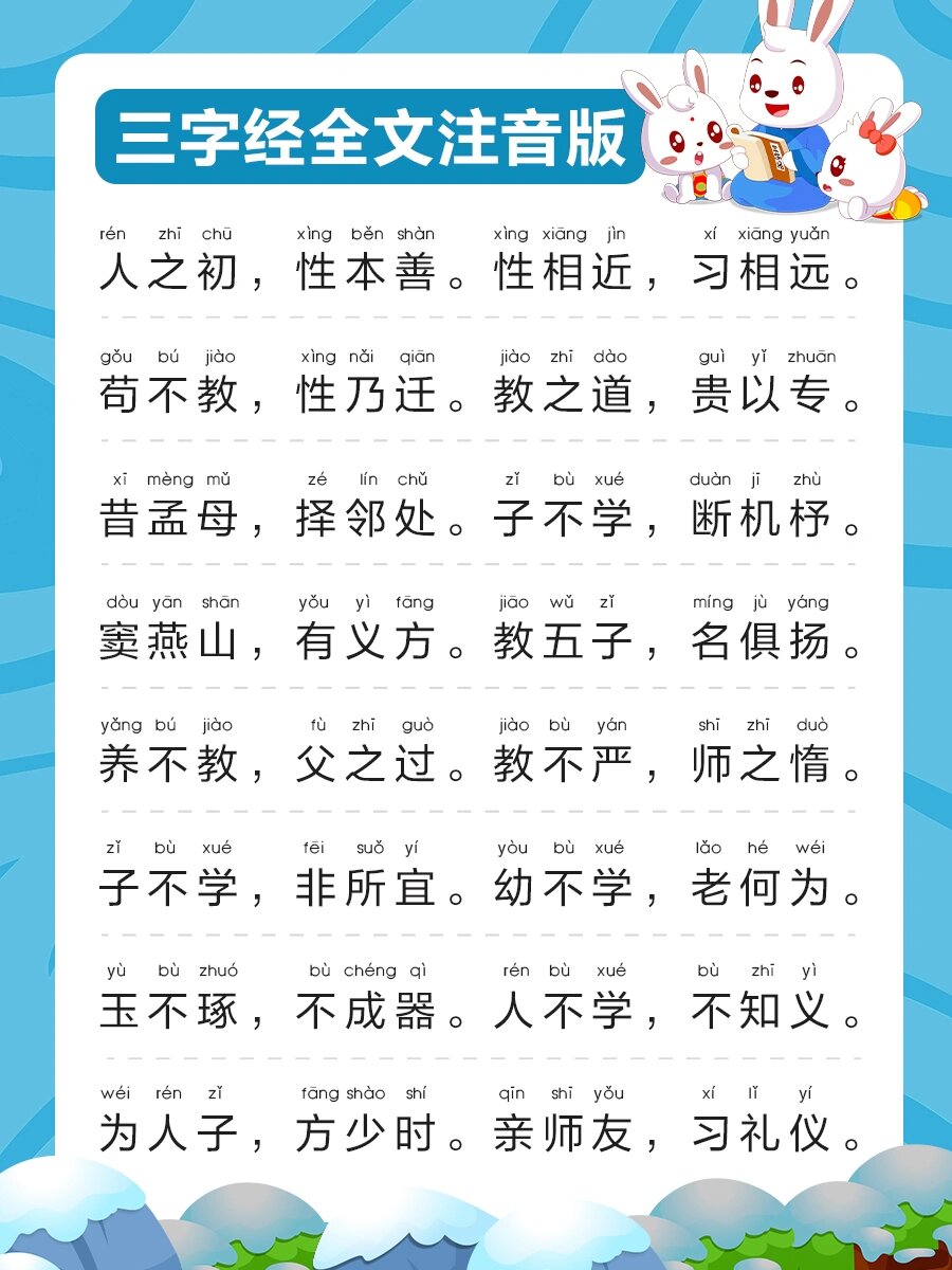 三字经全文带拼音正确图片