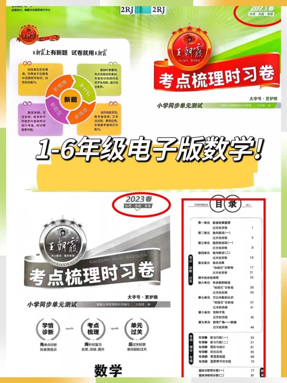 2023春7915王朝霞考点梳理卷1-6年级数学