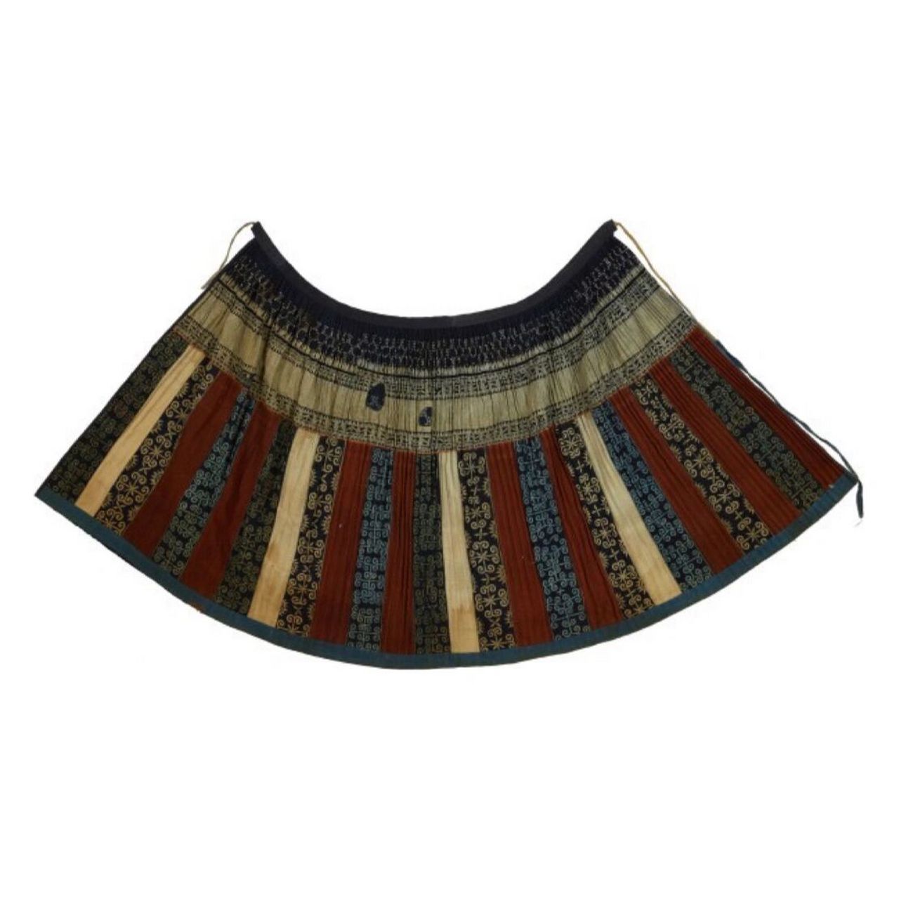 族服饰(三) 本件藏品为贵州省安顺市布依族祭祀专用的蜡染拼布百褶裙