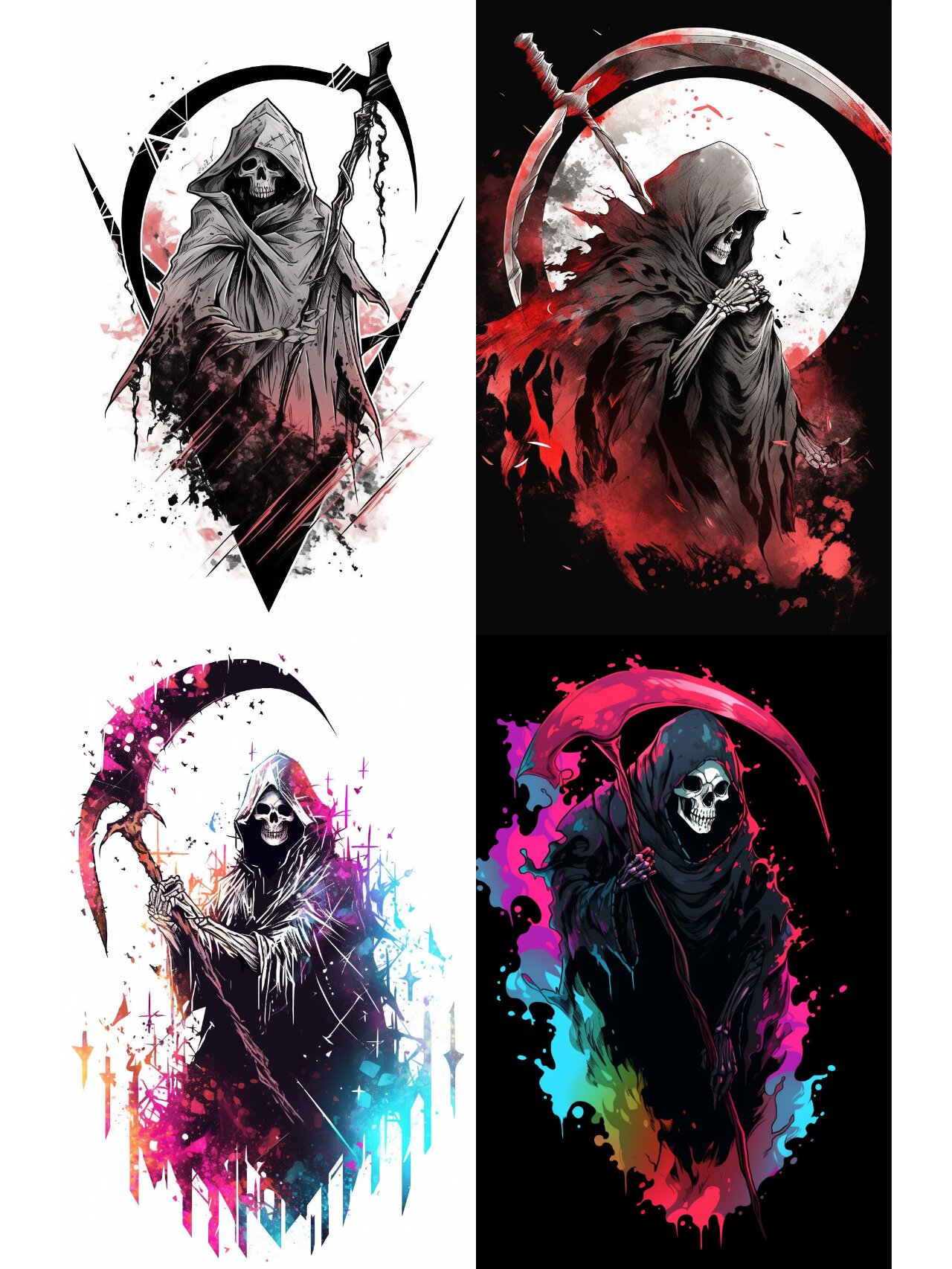 ai生成骷髅死神纹身手稿,收藏给个小红星