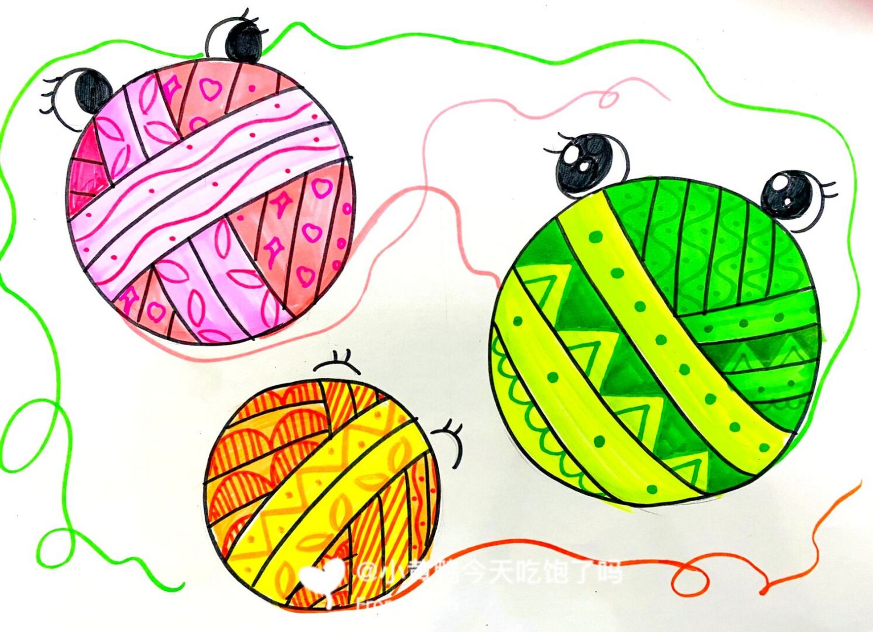毛线球简笔画 #卡通画# #儿童画# #马克笔# #简笔画# #毛线球儿童画