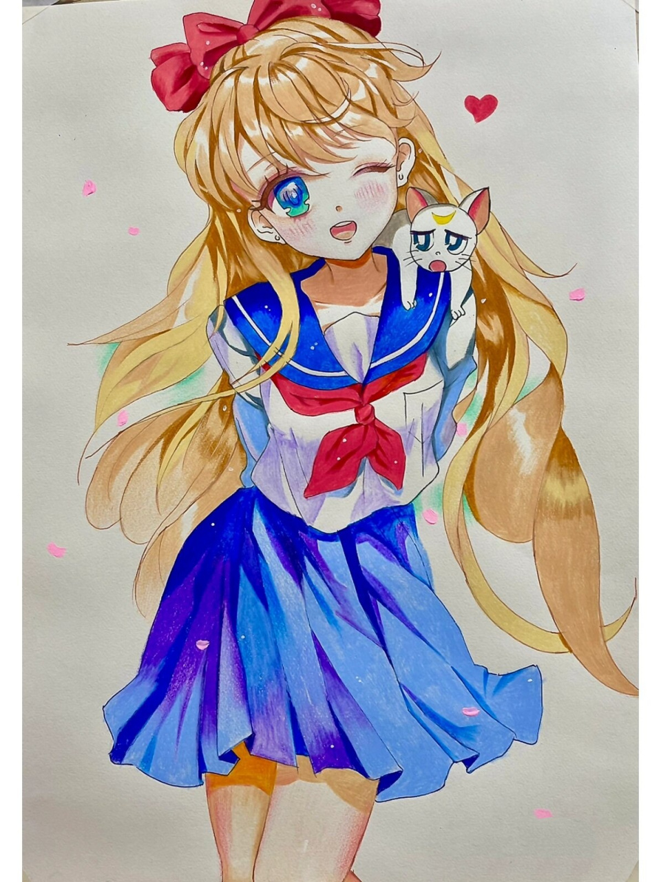 手绘动漫人物女生女孩 前段时间收到富莱卡勒家的72色油性试用彩铅