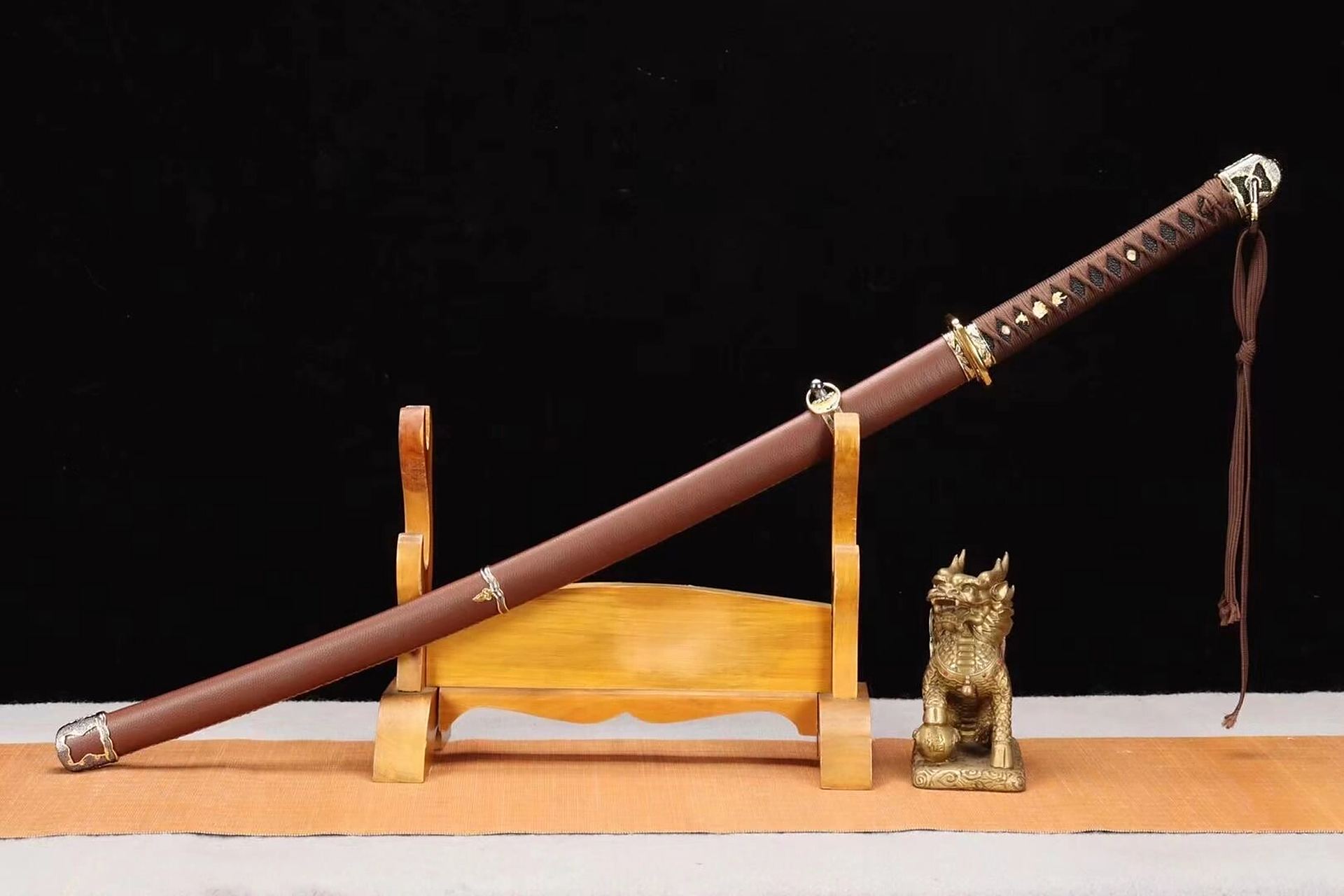 【武士军战】日本98式军佐官刀 26寸实木皮鞘t10全钢覆土烧刃 特点