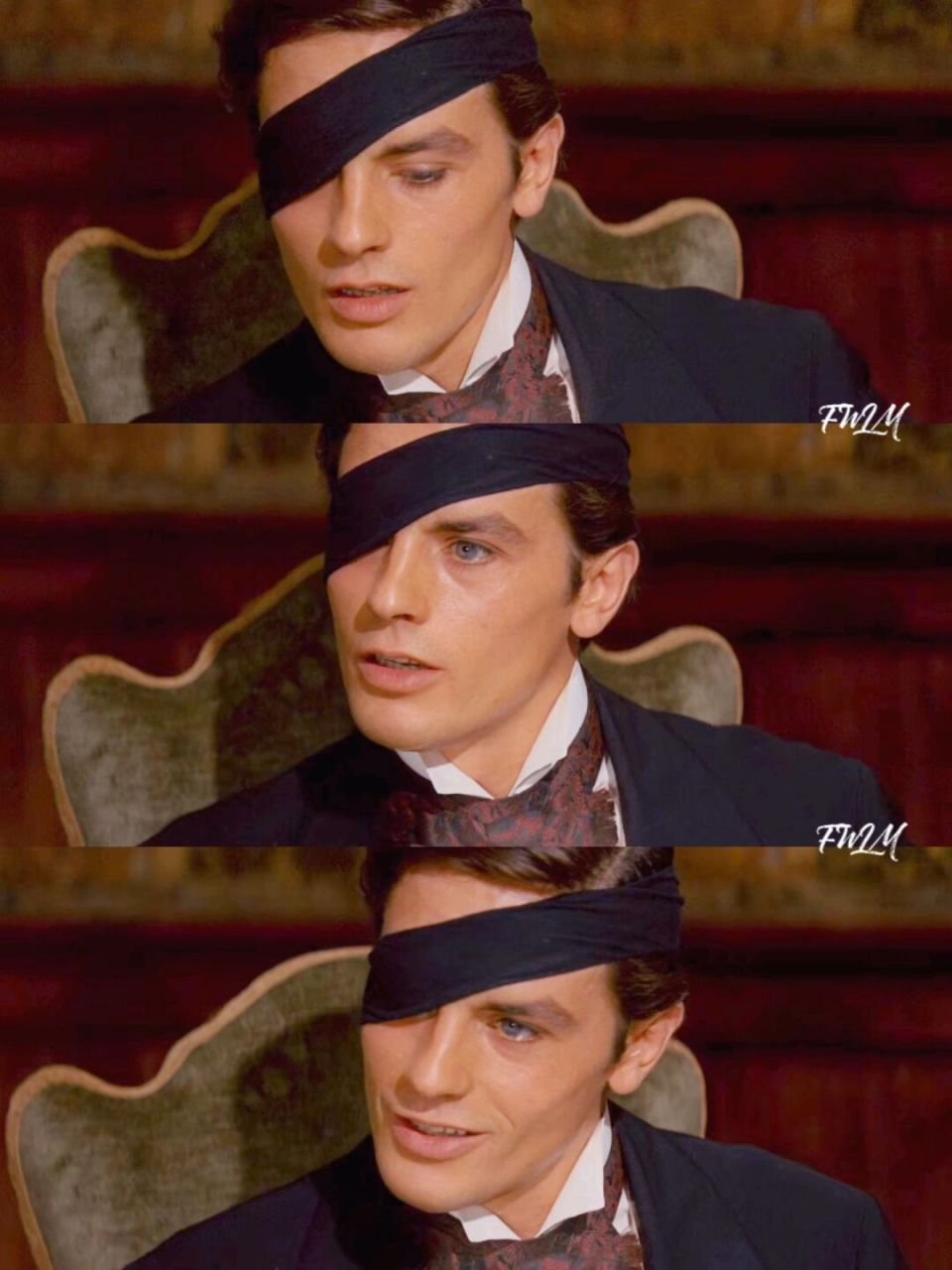 阿兰德龙《豹》 蒙眼造型真的太帅啦,后来的造型他就有胡子了我就没有