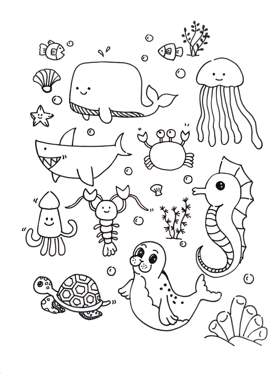 海底世界简笔画(二)
