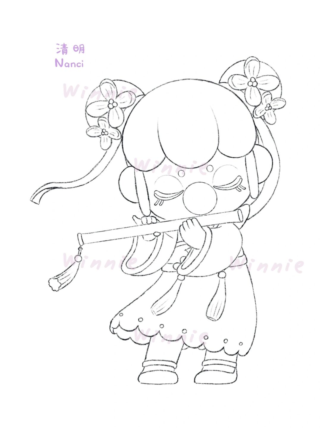 nanci二十四节气清明/附线稿 今天录完了彩铅盲盒