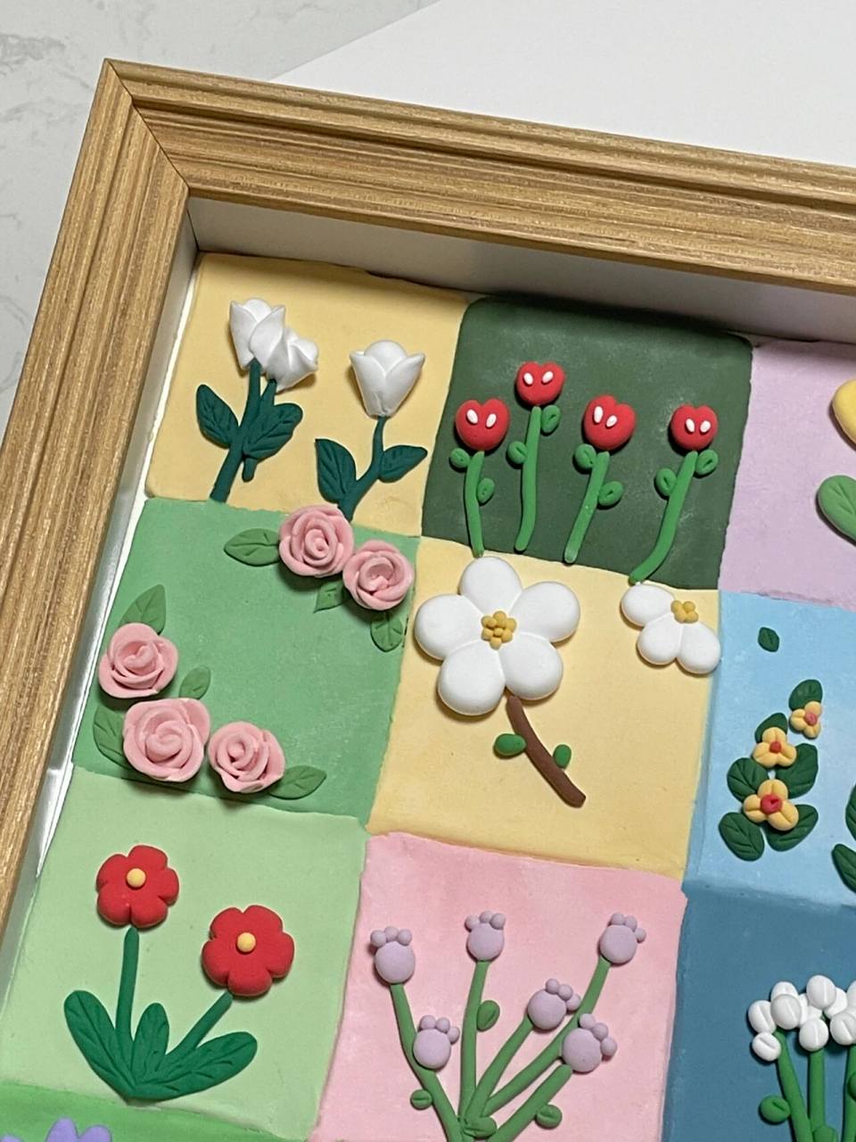 超轻粘土|这次我真的把春天装进相框里啦～ 给自己做了一个春天系列