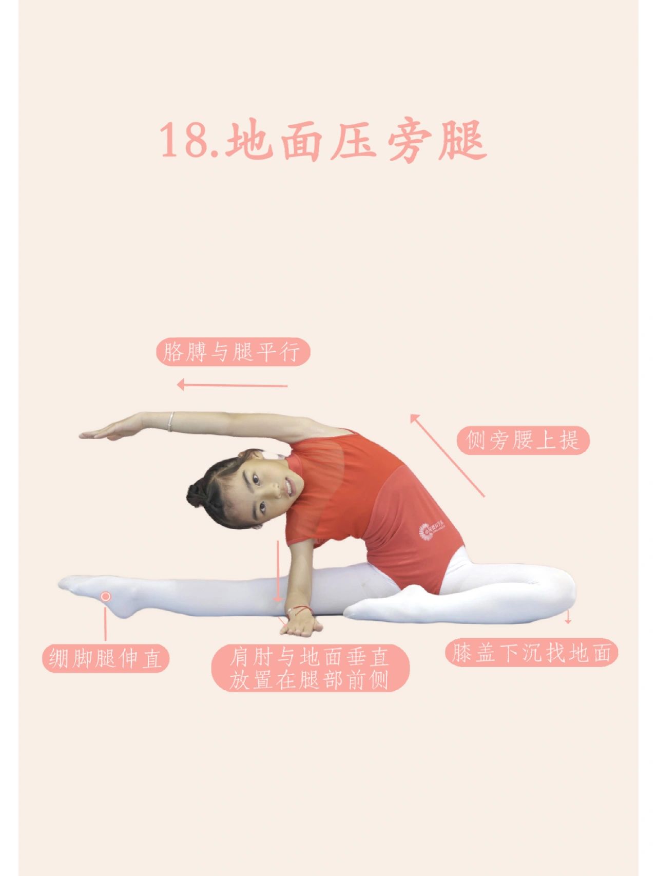 少儿中国舞基本功图解18地面压旁腿