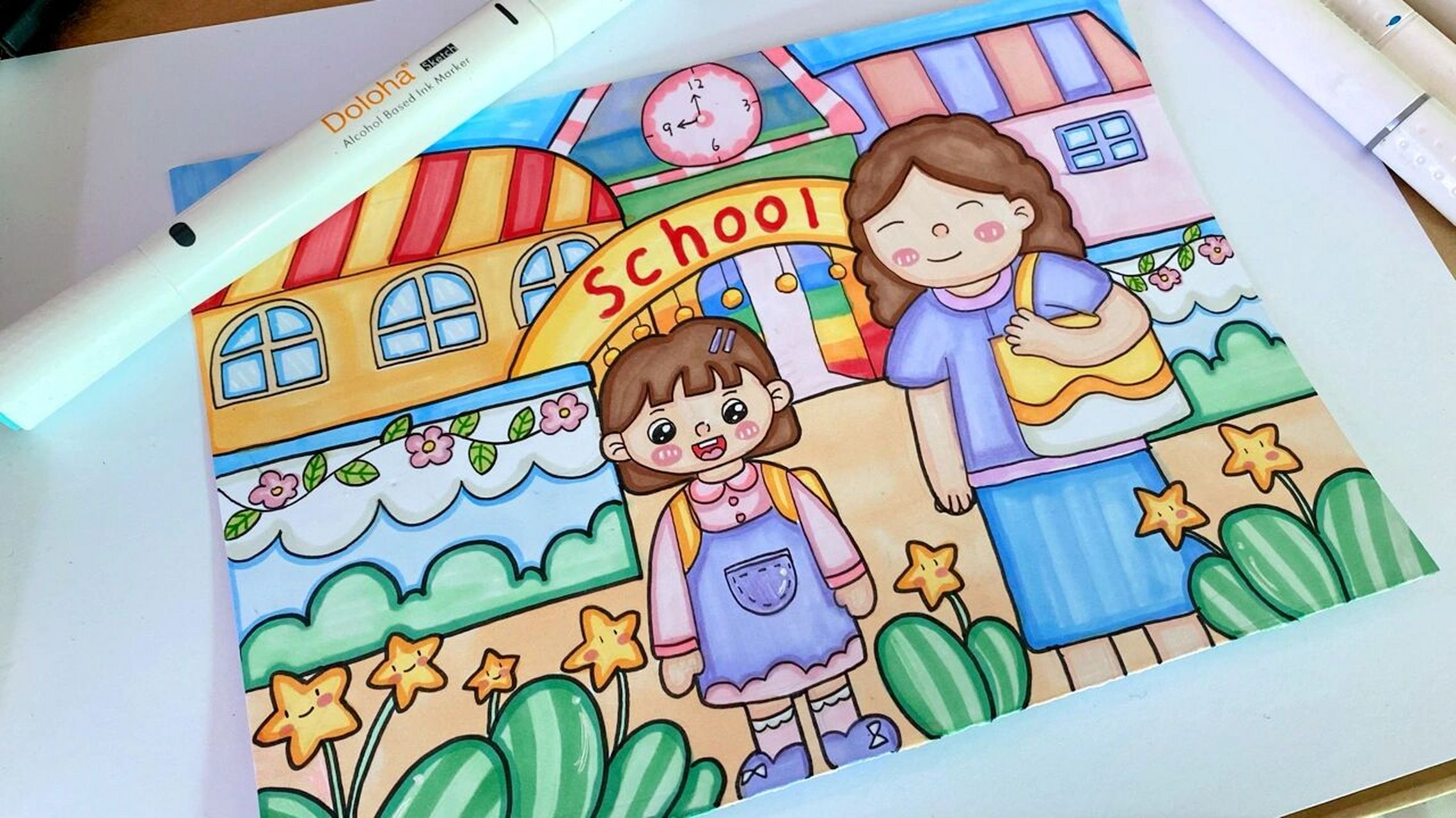 00儿童画 | 《开学啦》 马上就要返校啦!大家的心情都是怎样的呢?