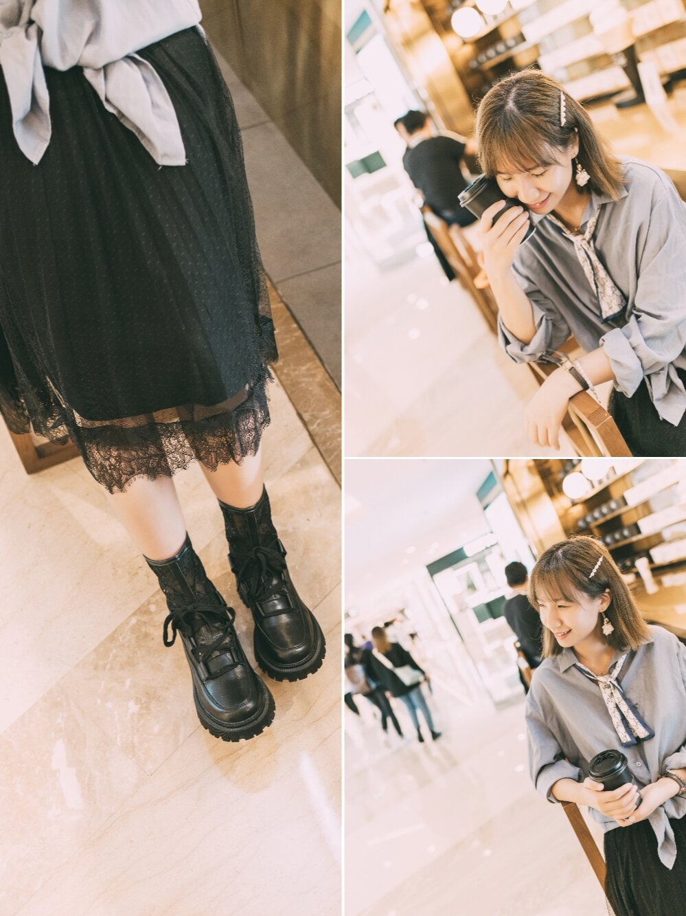 纱裙 镂空马丁靴|又甜又酷的初夏街拍