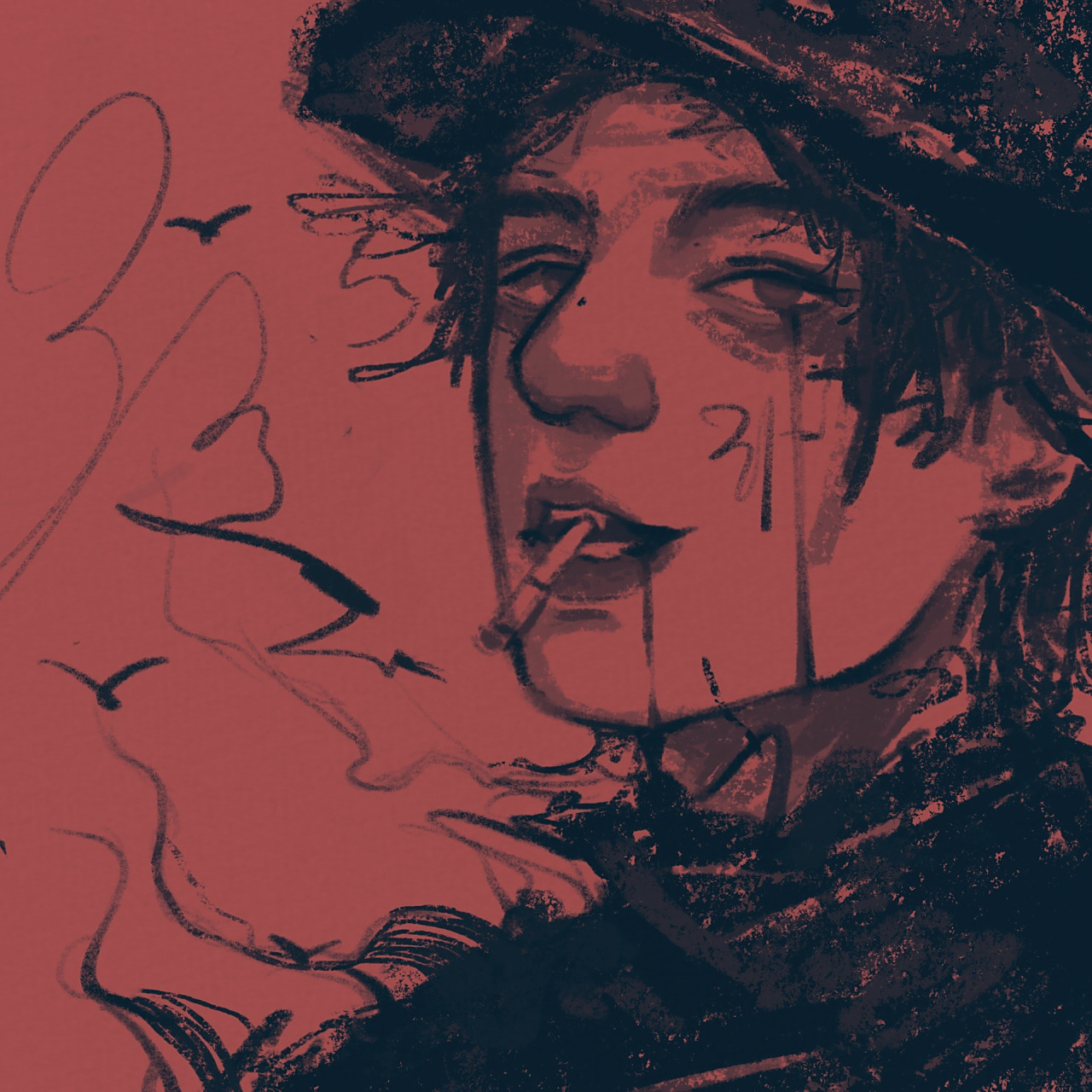 欧美艺术感抽象男头|七色(手绘头像69/100) 96工具99:procreate