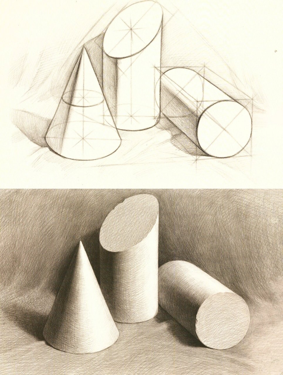 4张素描几何体组合,收藏起来慢慢练 96关注我,每天都有绘画干货分享