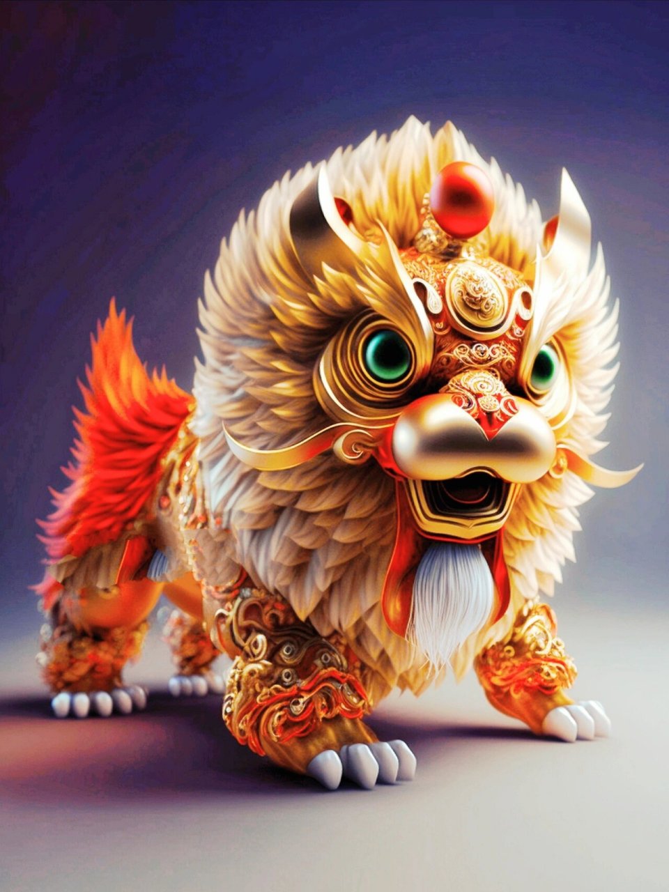 中国舞狮 表演中狮子颜色有不同寓意,黄色为刘备狮:代表贵气,祥和