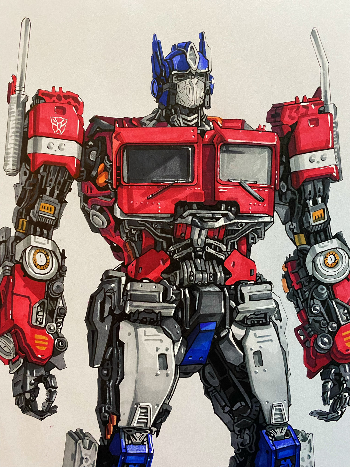 马克笔手绘变形金刚 外传擎天柱 完成