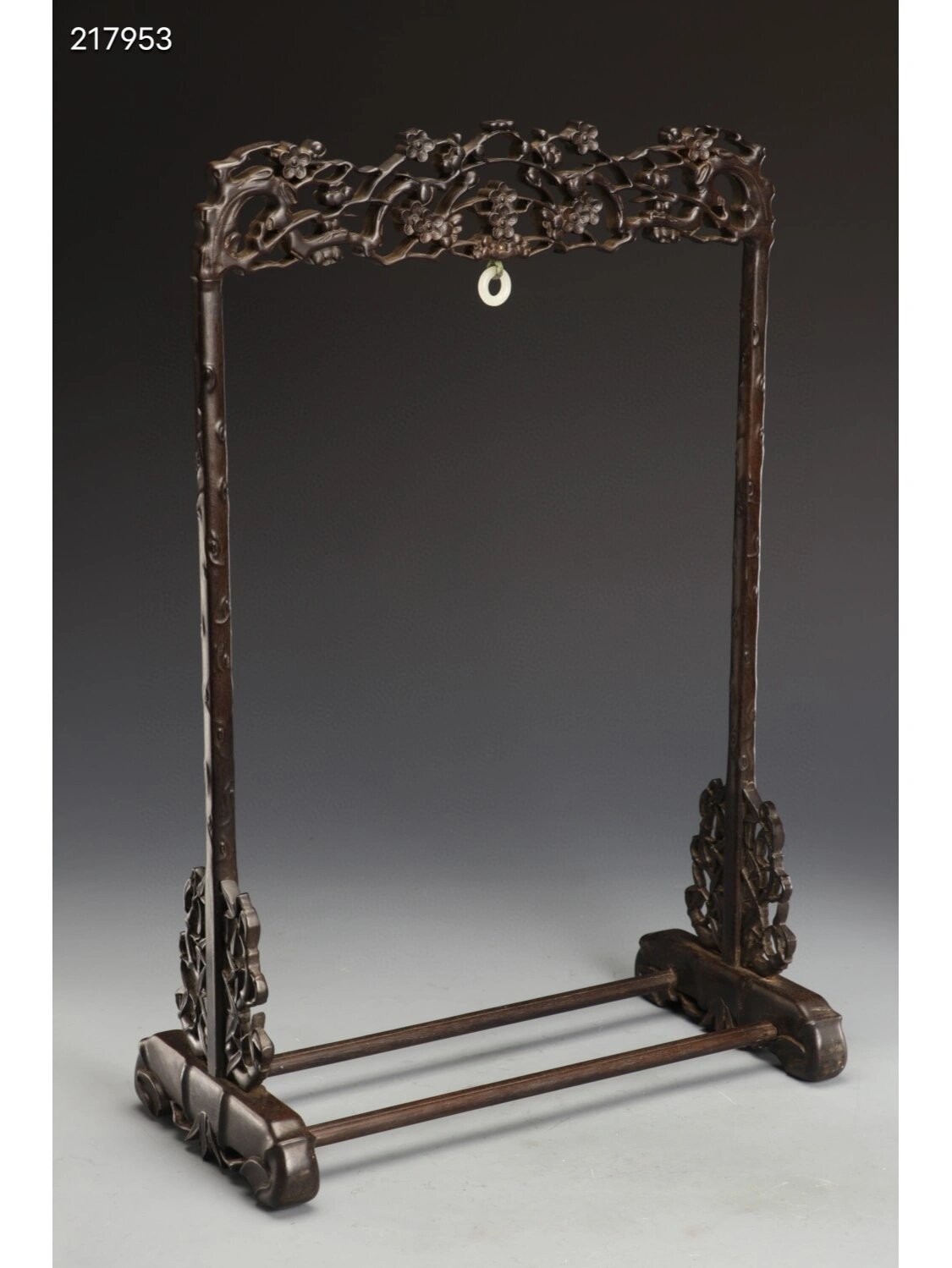 清代,红木镂雕梅花纹毛笔架