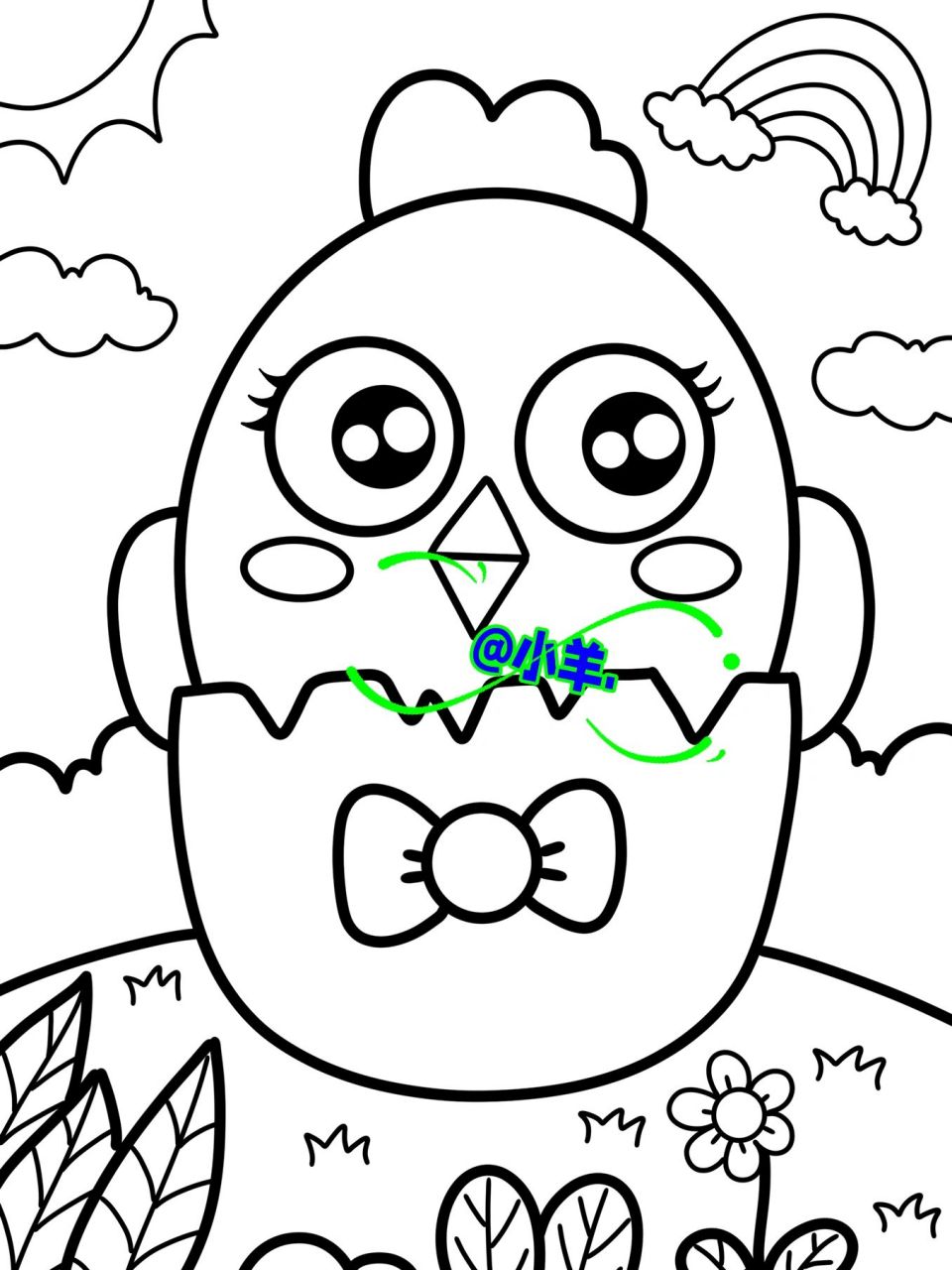 破壳的小鸡99儿童创意画 动物儿童画 #创意美术儿童画# #创意儿童画