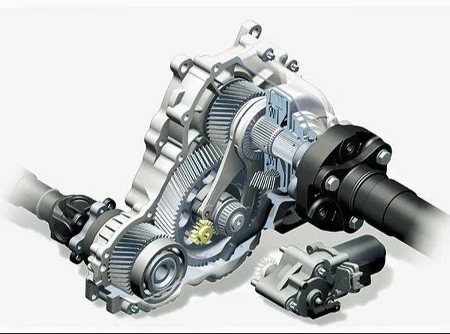 前二款是宝马汽车使用博格华纳分动箱,使用齿轮传动来分配前桥,后桥