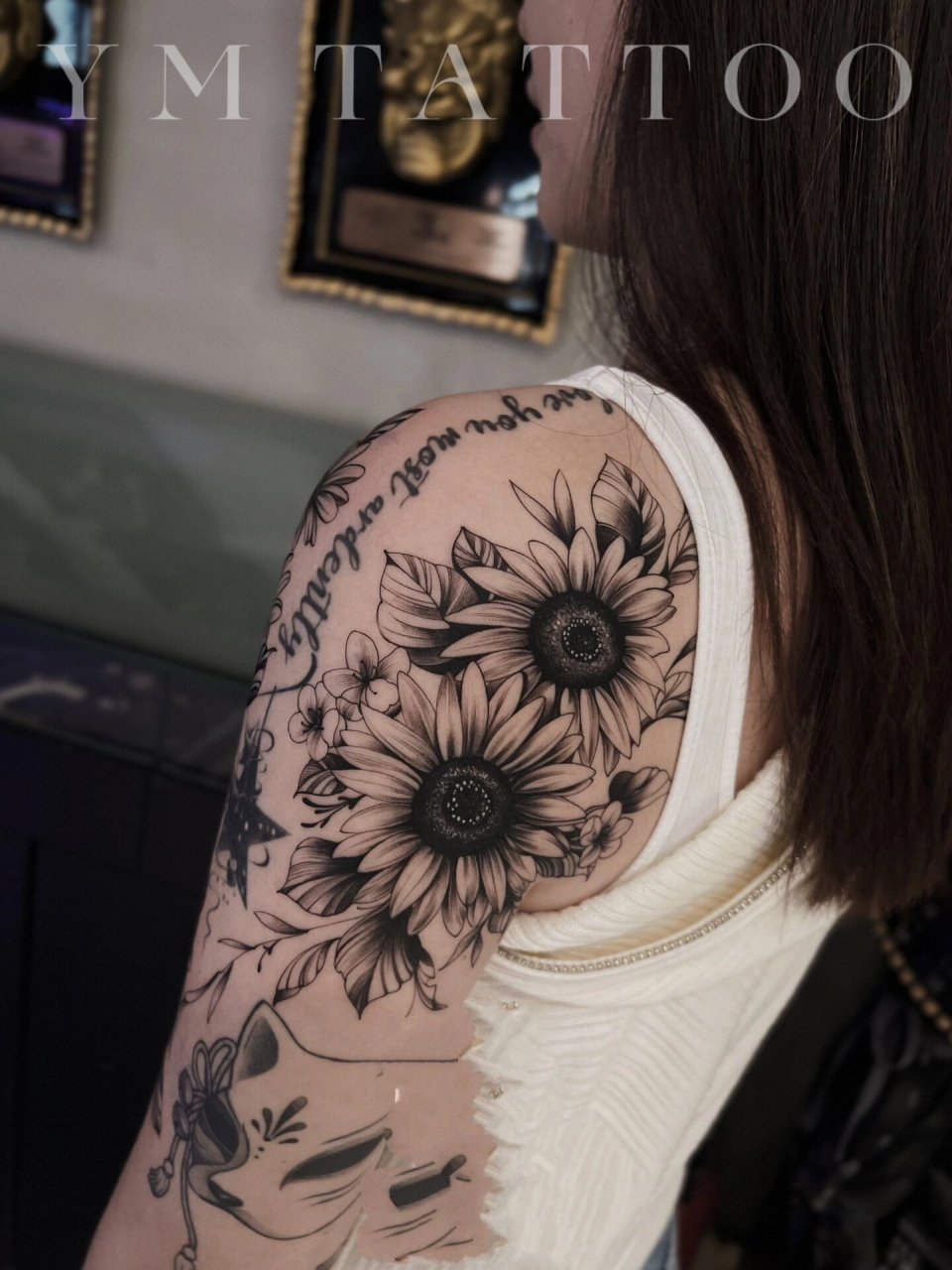 ym tattoo|大臂纹身|女生花臂纹身97 ·一墨外滩店作品 超酷的小姐