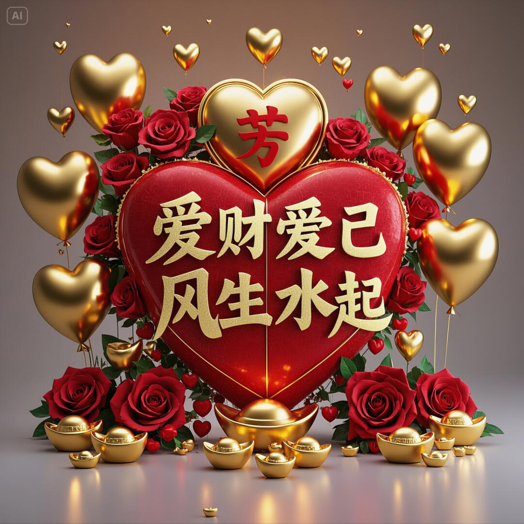 红玫瑰拼爱心,钻石字体闪耀,"2025 好运连连" ,当微信头像,新年祝福