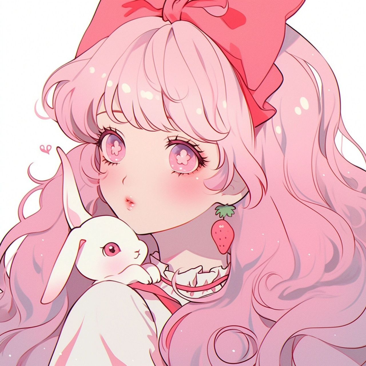 复古旧漫丨抱兔兔的少女丨女生头像