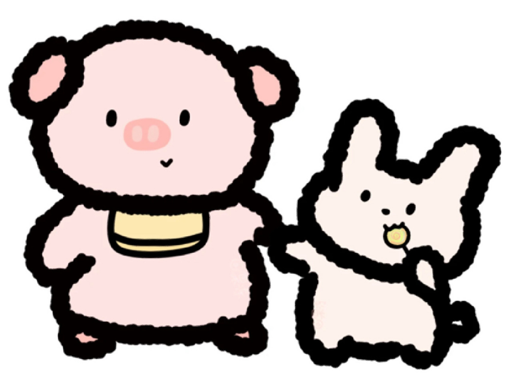 情侣头像 小猪和小兔 图片来源:一只果冻鸭y