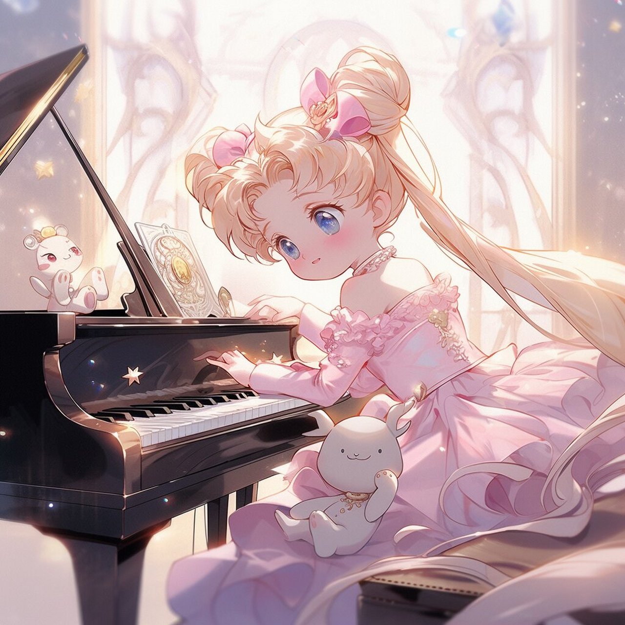 会弹钢琴的女孩子真是太优秀了 坐在大钢琴前,小女孩优雅地双手舞动在