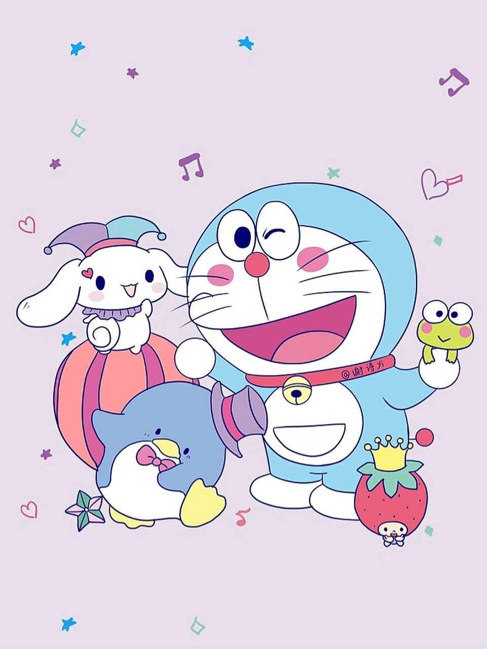 哆啦a梦壁纸,哆啦a梦三丽鸥 绘图:哆啦的博物馆7015谢诗yi #简笔