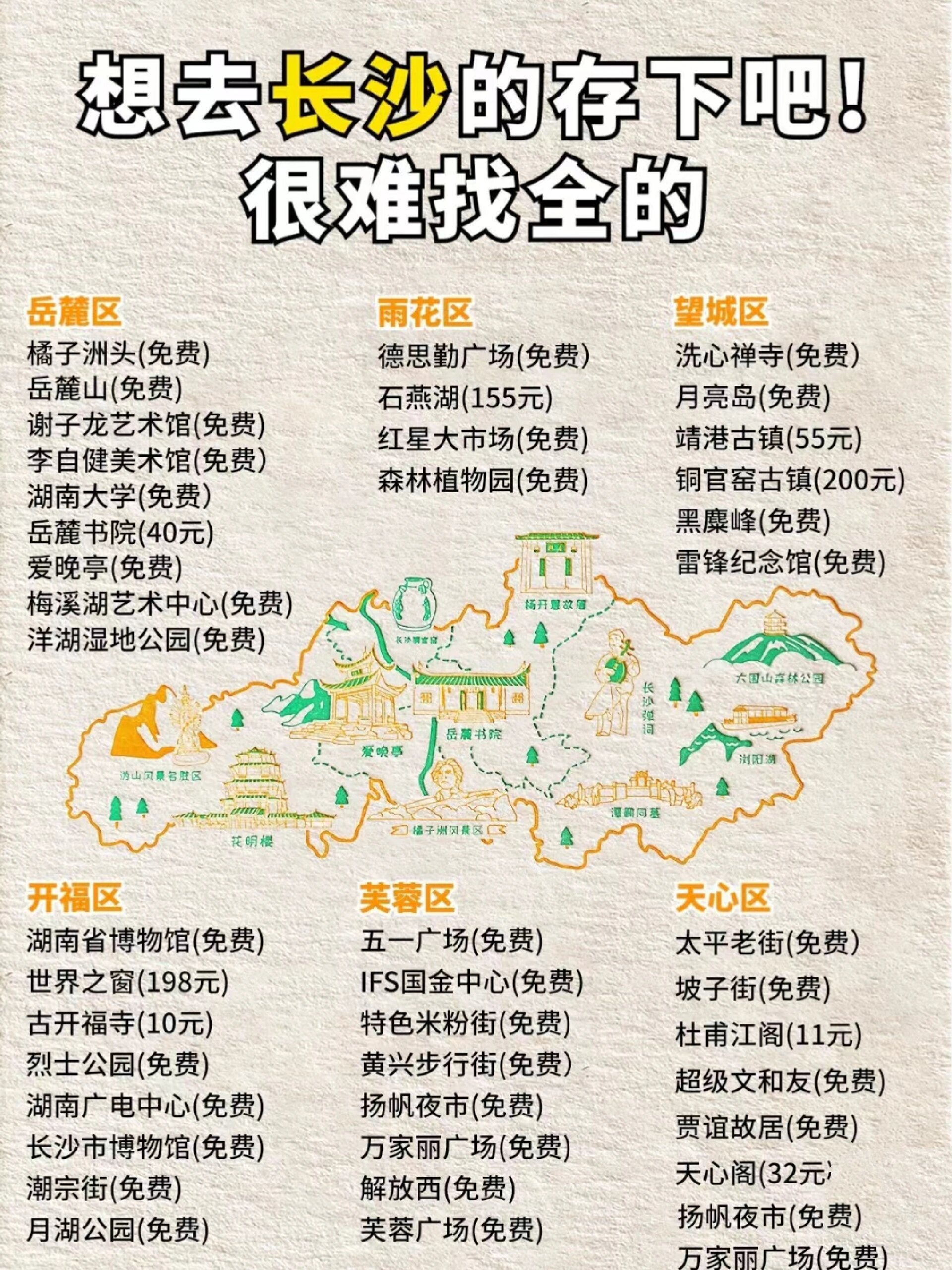 长沙免费旅游景点全攻略