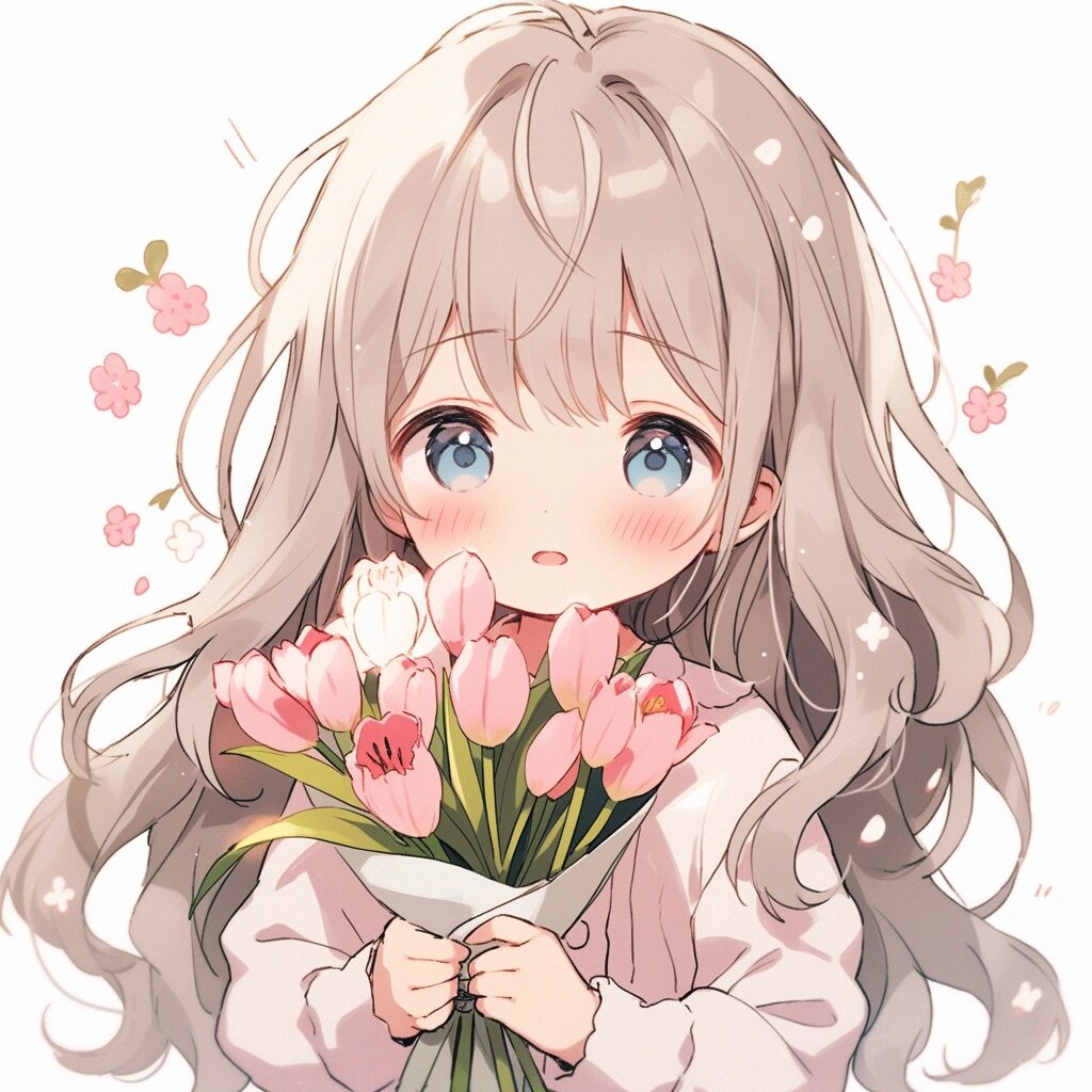 抱花女孩丨治愈系女生头像