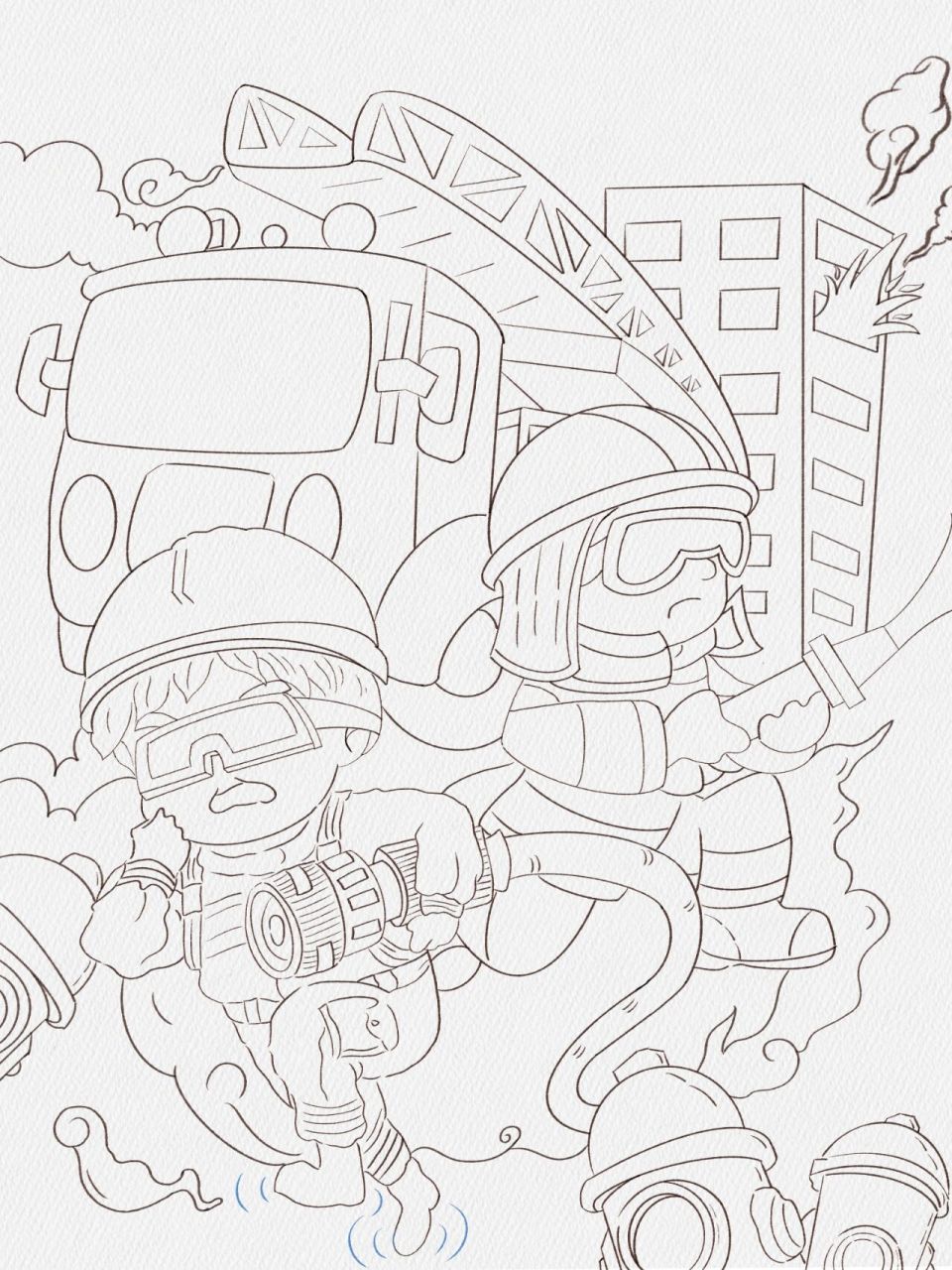 消防安全插画 拿平板模仿了一下别人的作品,加入的一些自己的想法.