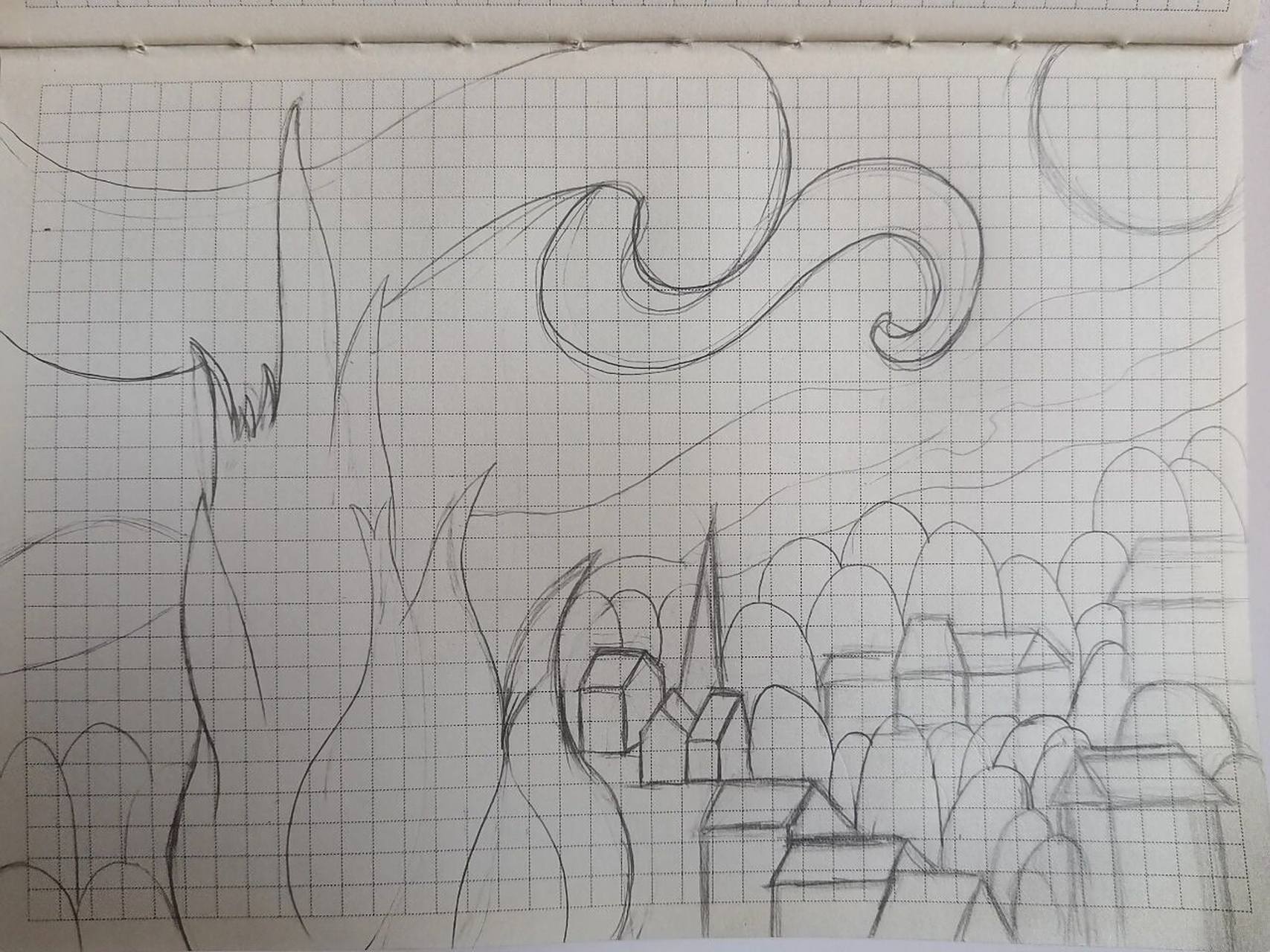 梵高78《星空》简笔画教程95 梵高十大名画之一《星空》78 每一