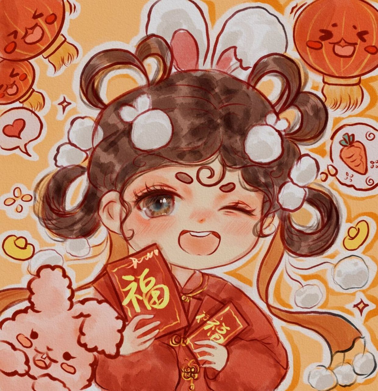 照着佳儿老师的风格,画的新年头像~ 期待同学们的西游记q版系列~ #pro