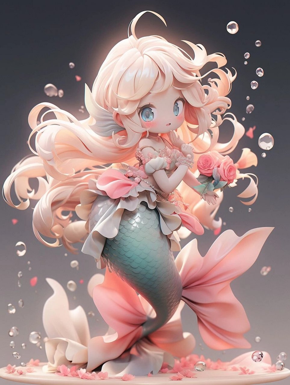 盲盒设计|小美人鱼q版🧜‍♀️🫧 自由自在在水中游走, 探寻