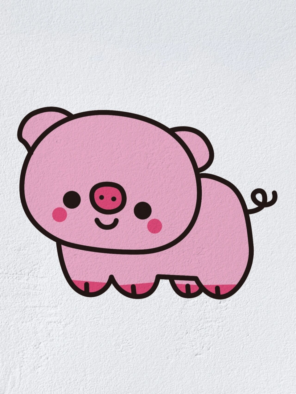 彩色动物简笔画小猪图片