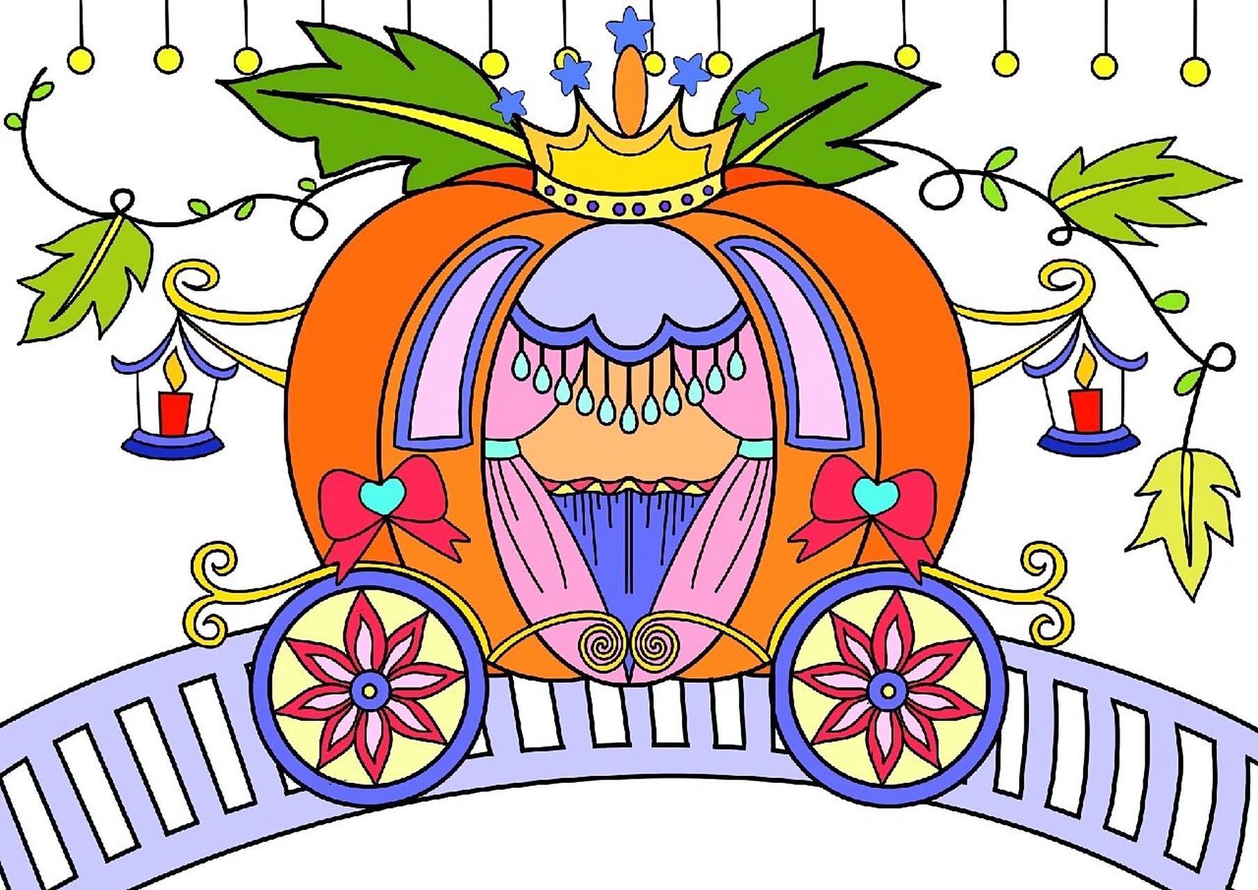 儿童画/《万圣节——南瓜车》/儿童创意美术 画种:儿童画 年龄:5~10岁