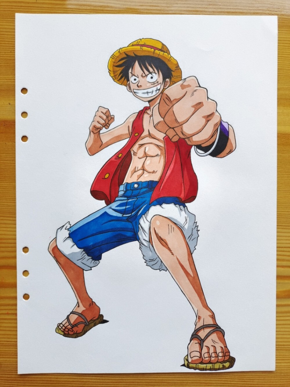 海贼王路飞全身手绘(附原图) 海贼王路飞全身手绘,最后两张原图原图