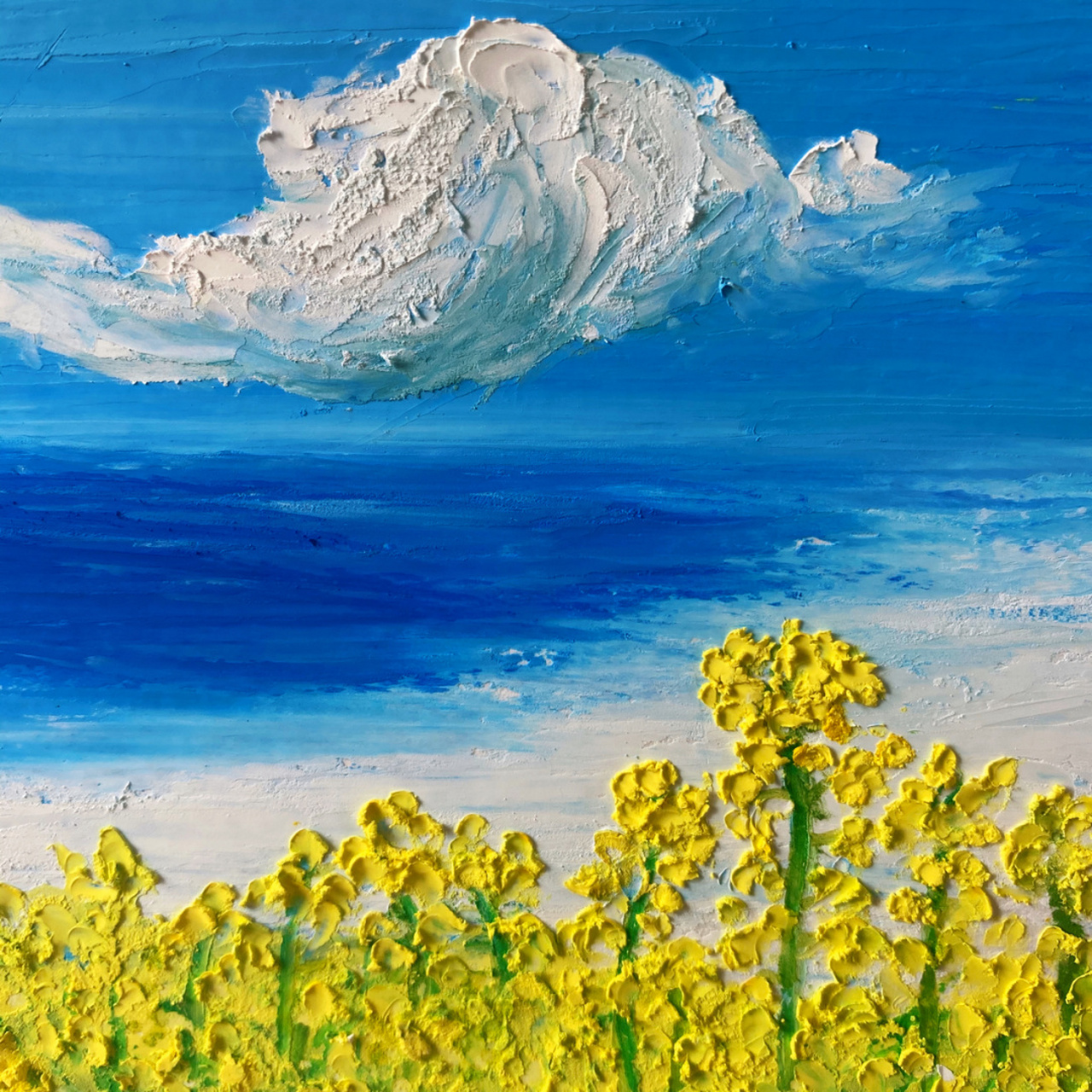 ins油画棒风景油菜花|适合新手(含步骤图 原创油画棒油菜花风景非常