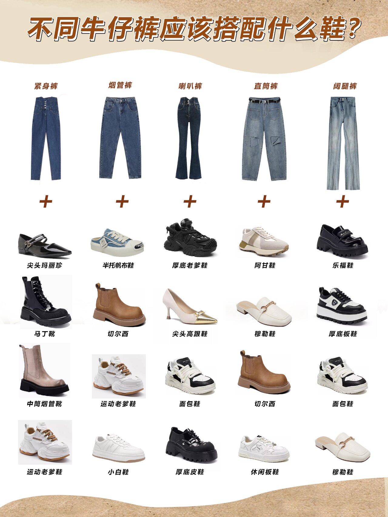 秋冬季✨不同类型的牛仔裤和鞋子的搭配技巧