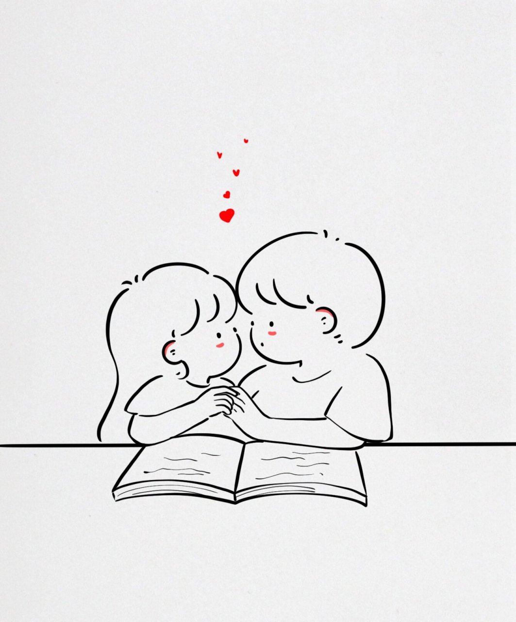 情侣简笔画:学着学着就亲起来了吧93 简笔画教程 手绘分享 手帐素材