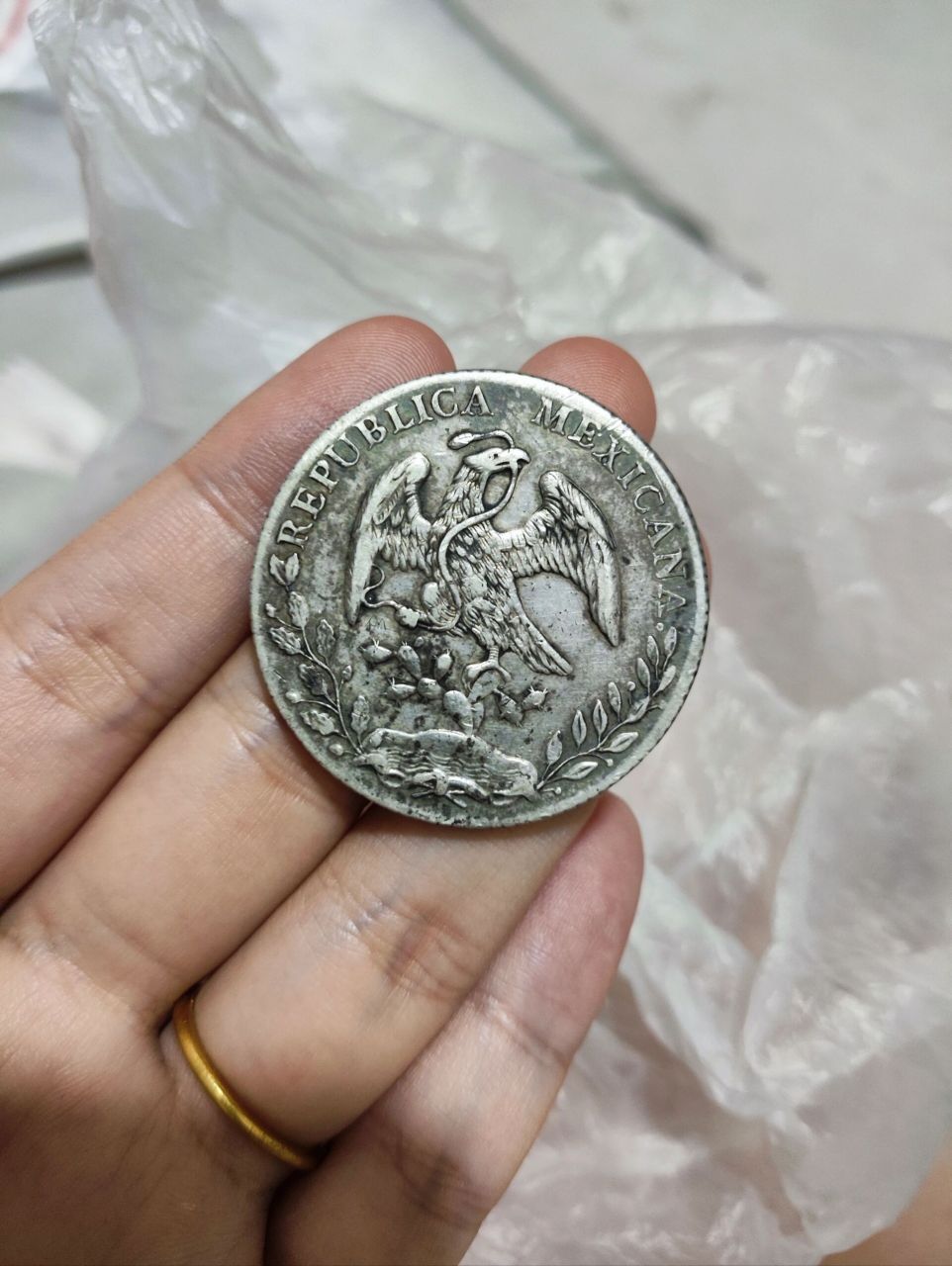 一只1896年墨西哥鹰洋洋钱 今天家人传给我了,什么品色价值呢?