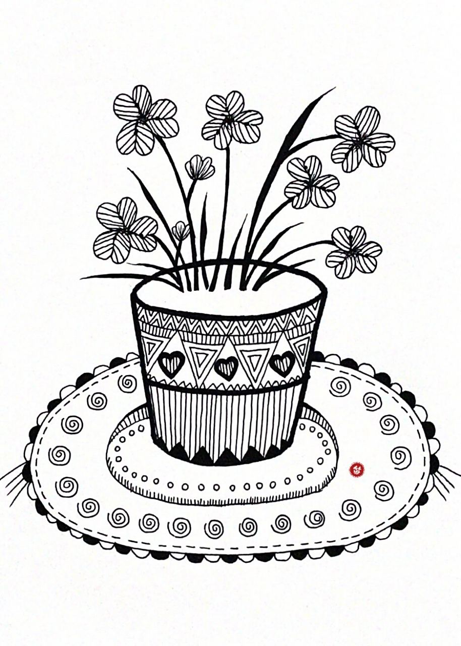 儿童线描画/花盆