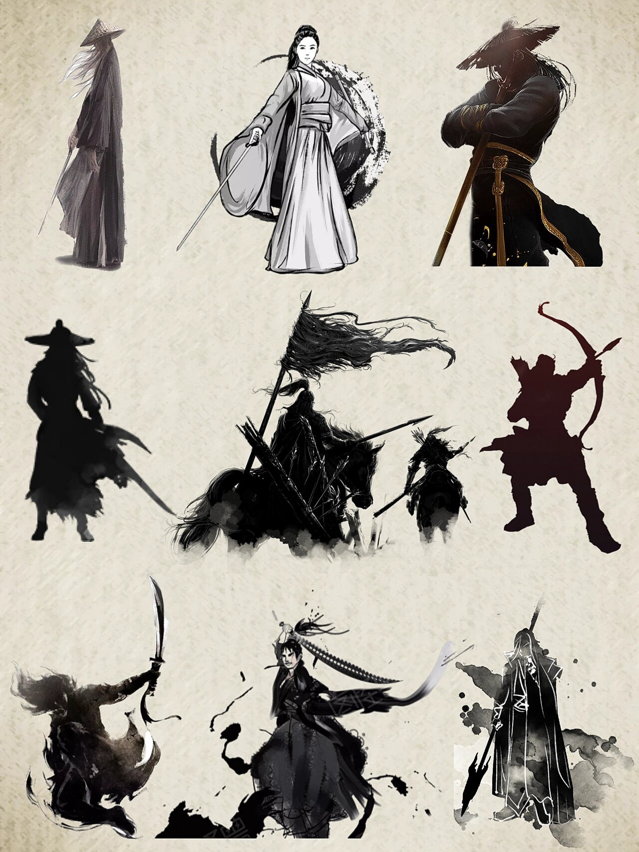 02水墨侠客素材|31款古风人物素材|免抠素材