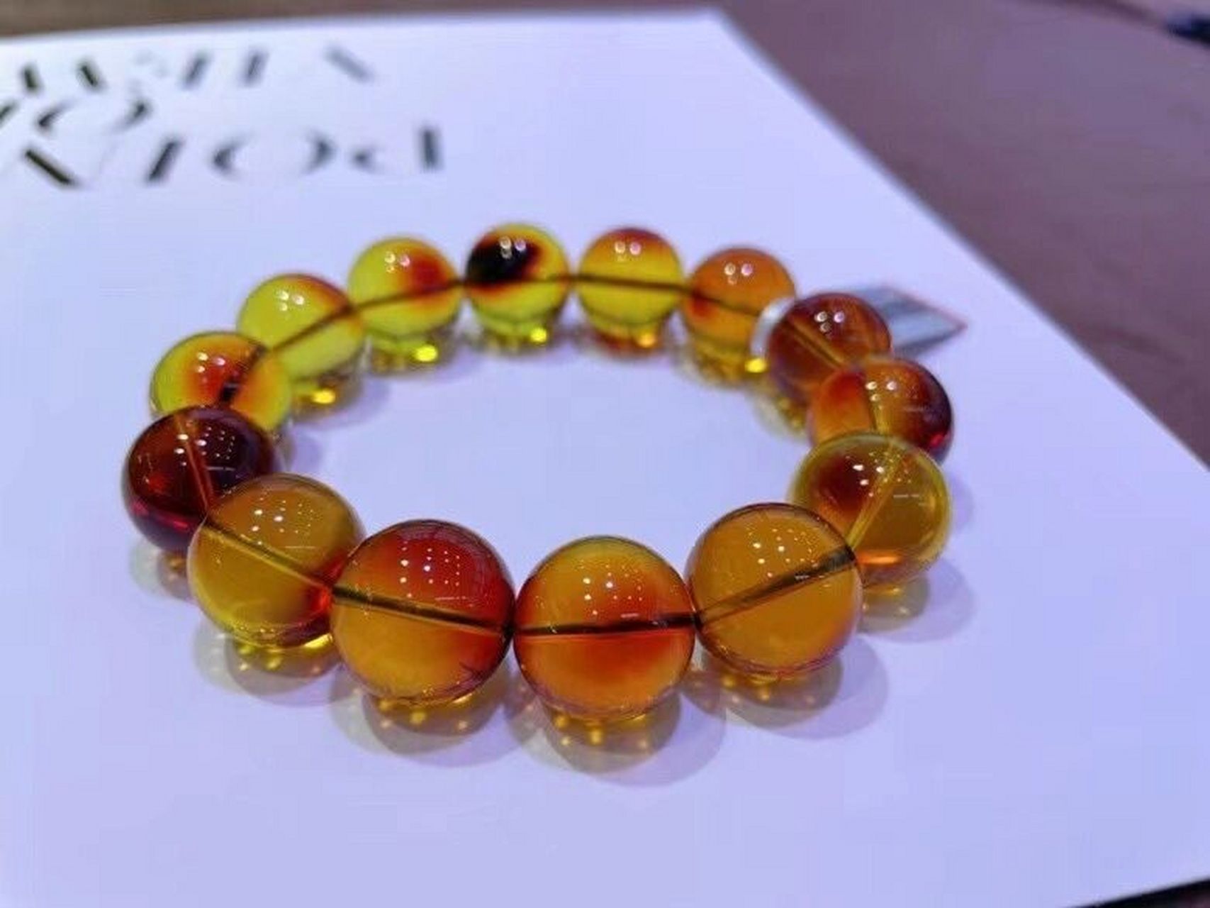 墨西哥红蓝珀手串 美货不常有 大尺寸超级难配7815『墨西哥红蓝珀