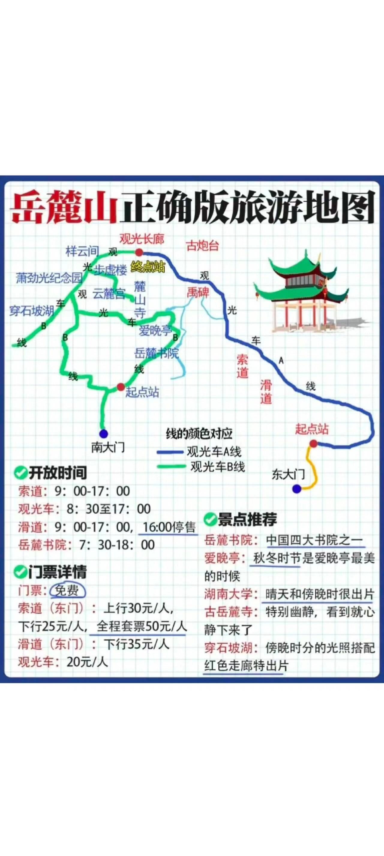 岳麓山游览图图片